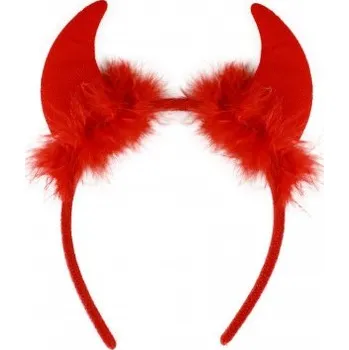 Karnevalová maska Rohy čerta s peřím červené