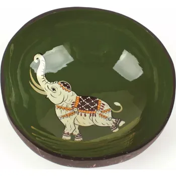 Nákupní košík El Puente Kokosová miska se slonem, zelená, 13 cm