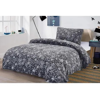 Povlečení 2dílné mikroplyšové povlečení SNOW šedé 140 x 200, 70 x 90 cm zipový uzávěr