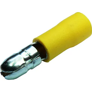 Elektrický konektor Faston 5mm kolík límec žlutý