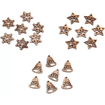 Příze Dřevěná vánoční dekorace přírodní - 10 ks