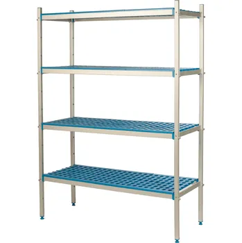 regál Hliníkový-polypropylenový volně stojící regál, 5-patrový, 1070x400x1750 mm | ALUSHELF, 2PD-45+5P-104