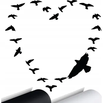 Samolepicí dekorace na vozidlo SAMOLEPKA na auto LÉTAJÍCÍ PTÁCI SRDCE 14x15