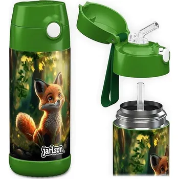 Termoska Jarlson Dětská nerezová termoláhev s brčkem CHARLI Liška 350 ml