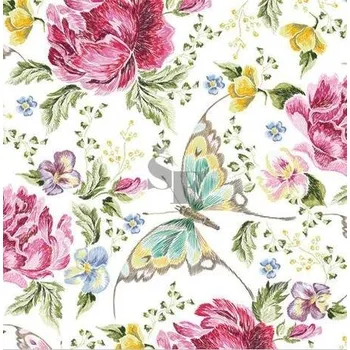 Papírový ubrousek Papírové ubrousky 1225 Květy s motýlem 33/3/20 235033