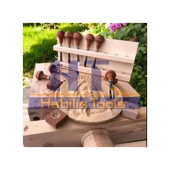 Dláto SADA malých ručních řezbářských dlát PFEIL model B - 8 ks (dřevěný stojan)