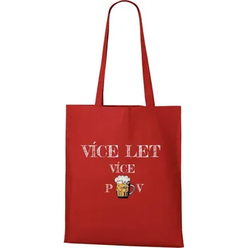 Nákupní taška DOBRÝ TRIKO Bavlněná taška s potiskem Více piv Barva: Červená