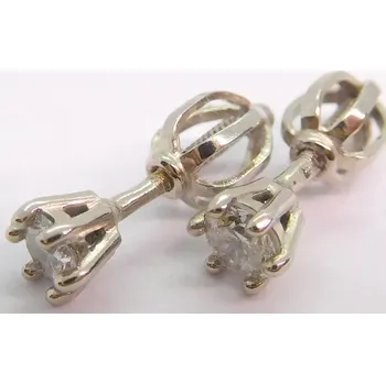 Prsten Klenoty Budín Dámské peckové zlaté náušnice s diamanty na šroubek z bílého zlata 585/0.90gr 2x0,32ct HKD40 (Klenoty Budín Dámské peckové zlaté náušnice s diamanty na šroubek z bílého zlata 585/0.90gr 2x0,32ct HKD40)