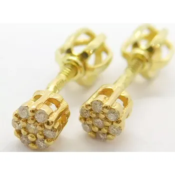 Prsten Klenoty Budín Dámské peckové zlaté náušnice s diamanty na šroubek 585/0,95gr 2ksx0,02ct + 12ks 0,05ct HKD39 (Klenoty Budín Dámské peckové zlaté náušnice s diamanty na šroubek 585/0,95gr 2ksx0,02ct + 12ks 0,05ct HKD39)