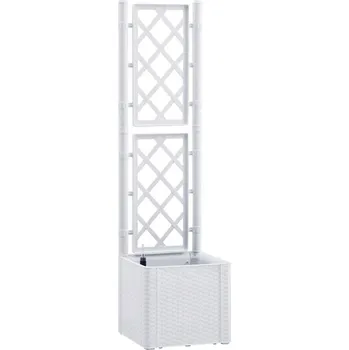 Truhlík BRAVSON GROUP s.r.o. Samozavlažovací truhlík, vyvýšený záhon STEFANPLAST NATURAL DELUXE 43 bílá, s mřížkou