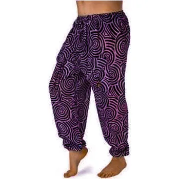 Dámské kalhoty Exclusive Bavlněné harémové kalhoty se vzorem,fialovo-černé