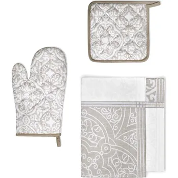 Povlečení Kuchyňská souprava Etno hnědá/bílá