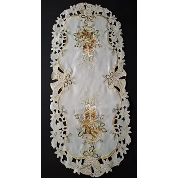 ubrus UBRUS vyšívaný 90 x 38 vánoční hnědá