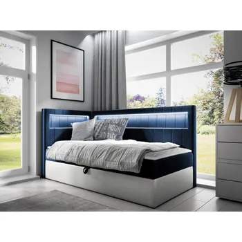 Postel Kontinentální jednolůžková postel Junior Ribezo 3, Strana: levá, Rozměr postele: 80x200, Barva:: ekokůže Soft 017 (bílá) + Fresh 11 MIRJAN 5903211194177