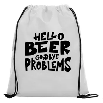 Sportovní vak Vak na záda - Hello beer goodbye problems Bílá