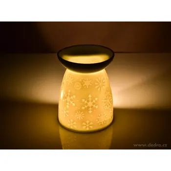 Aroma lampa Keramická aromalampa s embosovaným vzorem matná bílá, vločka
