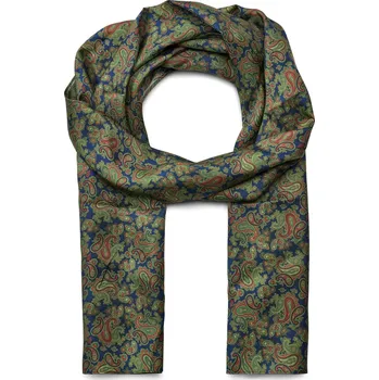 Šála Barevná hedvábná šála ascot se světle modrým vzorem paisley - Bohemian Revolt