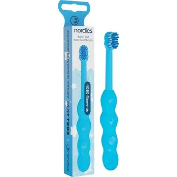 Zubní kartáček Nordics Oral Care Dětský zubní kartáček Super soft Premium 0-2 let 4080 štětin modrá
