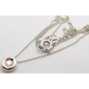 Prsten Klenoty Budín Dámský zlatý diamantový náhrdelník s přívěskem diamant z bílého zlata 585/1,26gr 0,05ct HKD44 (Klenoty Budín Dámský zlatý diamantový náhrdelník s přívěskem diamant z bílého zlata 585/1,26gr 0,05ct HKD44)