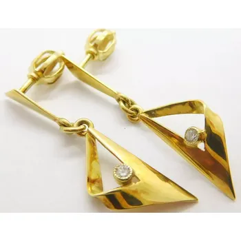 Náušnice Klenoty Budín Dámské visací náušnice ze žlutého zlata s diamanty 2 x 0,066CT 585/1,96gr HKD47 (Klenoty Budín Dámské visací náušnice ze žlutého zlata s diamanty 2 x 0,066CT 585/1,96gr HKD47)