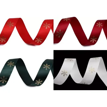 Stuha Vánoční saténová stuha vločky šíře 20 mm, 5 m