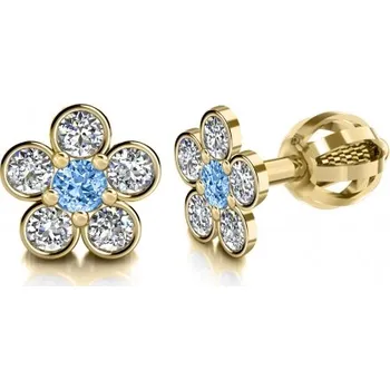 Náušnice Couple, Dívčí náušnice Briony, žluté zlato se zirkony, Šroubek, 585-68-3-0045.0Z00.0.00.103.05