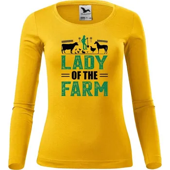 Dámské tričko DOBRÝ TRIKO Dámské bavlněné triko Lady of the farm Velikost: S, Barva: Žlutá