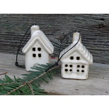 Vánoční dekorace Závěs malý keramický domeček, Varianta 1 okno