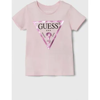 Dětská móda Dětské bavlněné tričko Guess K73I56.K8HM0.9BYH růžová 30X, vel. 96-104