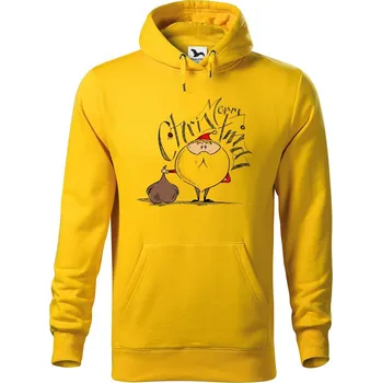 Pánská mikina DOBRÝ TRIKO Pánská mikina s potiskem Santa s dárky Velikost pánské mikiny: 4XL, Barva: Žlutá