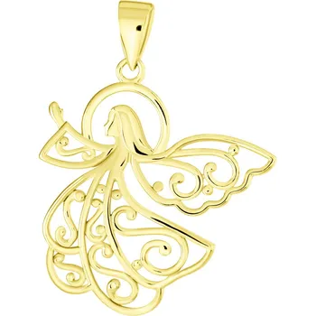 Přívěsek GEMMAX Zlatý přívěsek Anděl se zdobným rouchem – zlatý šperk ryzosti 585/1000 v Dárkovém balení s Certifikátem GUPYN-03169