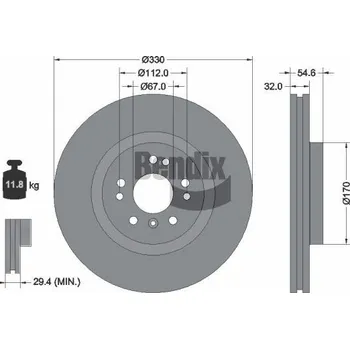 Brzdový kotouč Brzdový kotouč BENDIX Braking BDS1254HC