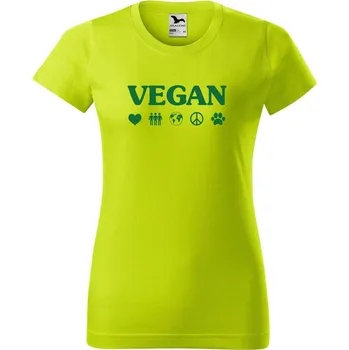 Dámské tričko DOBRÝ TRIKO Dámské tričko s potiskem Vegan symboly Barva: Limetková, Velikost: S