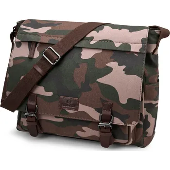 Taška z maskáčového plátna a buvolí kůže s listovým vzorem - Lucleon