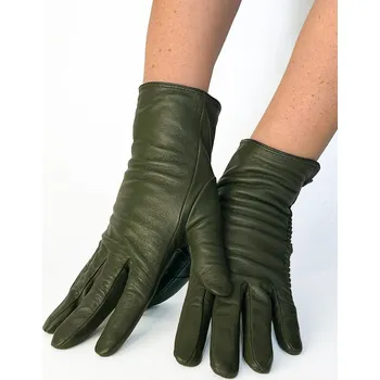 Rukavice Módní dámské kožené rukavice zelené barvy, VELIKOST M ( 7 )