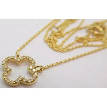 Prsten Klenoty Budín Dámský zlatý diamantový náhrdelník s přívěskem diamantový čtyřlístek 585/1,53gr 0,08ct HKD46 (Klenoty Budín Dámský zlatý diamantový náhrdelník s přívěskem diamantový čtyřlístek 585/1,53gr 0,08ct HKD46)