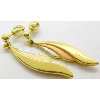 Náušnice Klenoty Budín Dámské visací náušnice ze tří barev zlata na šroubek 585/2,19gr HK2311 (Klenoty Budín Dámské visací náušnice ze tří barev zlata na šroubek 585/2,19gr HK2311)