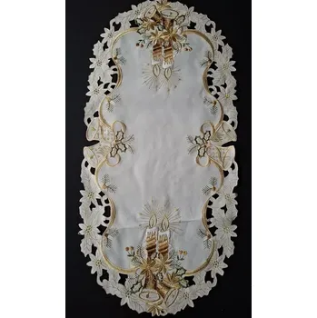 ubrus UBRUS vyšívaný 70 x 33 vánoční hnědá