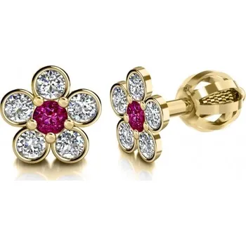 Náušnice Couple, Dívčí náušnice Briony, žluté zlato se zirkony, Šroubek, 585-68-3-0045.0Z00.0.00.104.05
