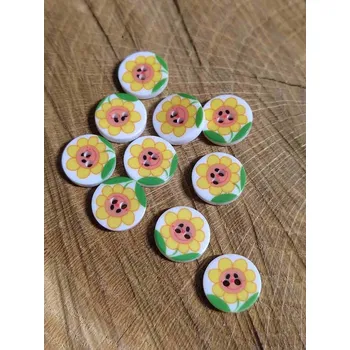 Knoflík Knoflík dětský s kytičkou barva bílá se žlutou