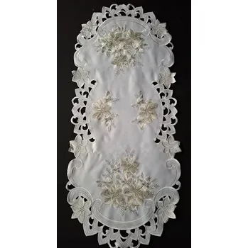 ubrus UBRUS vyšívaný 90 x 38 vánoční bílá stříbro 25