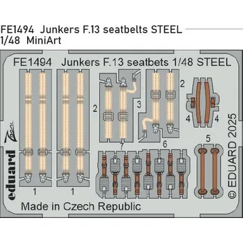 Plastikový model Eduard 1/48 Junkers F.13 seatbelts STEEL (MINIART)