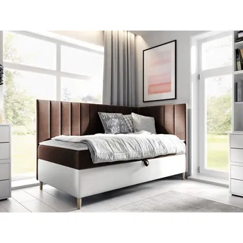 Ložnice Kontinentální postel Junior Kamire 3, Strana: pravá, Rozměr postele: 80x200, Barva:: ekokůže Soft 017 (bílá) + Fresh 04 MIRJAN 5903211204418