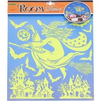 Nálepky na zeď svítící ve tmě 38x31 cm Čarodějnice HALLOWEEN