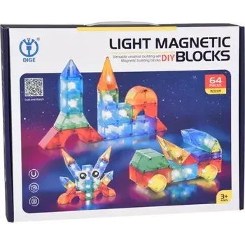 ostatní stavebnice Jokomisiada Podsvícená magnetická stavebnice 64 dílků