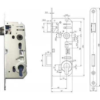 zadlabací zámek Zámek zadlabací, FAB C3145 P-L 90/45/63,čelo 20mm FABDOS