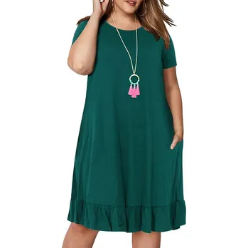 Dámské šaty Áčkové šaty s kapsami Barva: Zelená, Velikost: 8XL