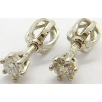 Prsten Klenoty Budín Dámské peckové zlaté náušnice s diamanty na šroubek z bílého zlata 585/0.80gr 2x0,20ct HKD42 (Klenoty Budín Dámské peckové zlaté náušnice s diamanty na šroubek z bílého zlata 585/0.80gr 2x0,20ct HKD42)