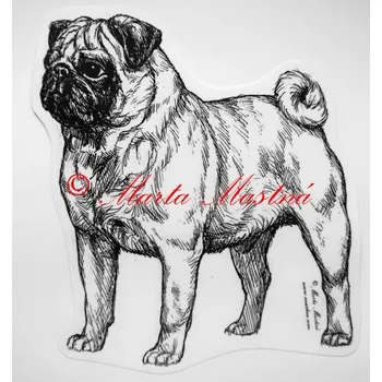 Samolepka mops c196 - Malá - přibližně jako pohlednice