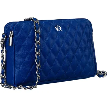 Kabelka Prošívaná dámská messenger taška z přírodní kůže Barva: Tmavě Modrá